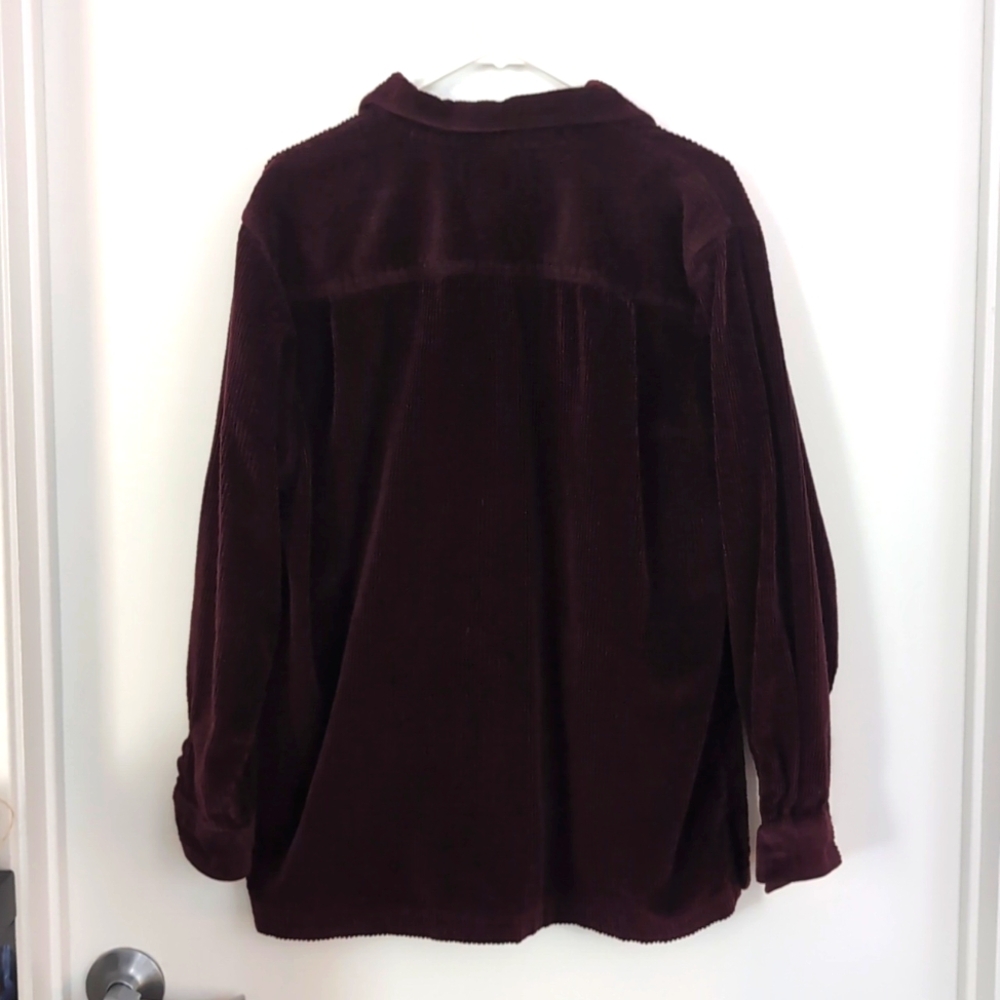 L.L. Bean Women's Courduroy Button Down Shirt Burgundy Purple Size Large - Picture 5 of 11